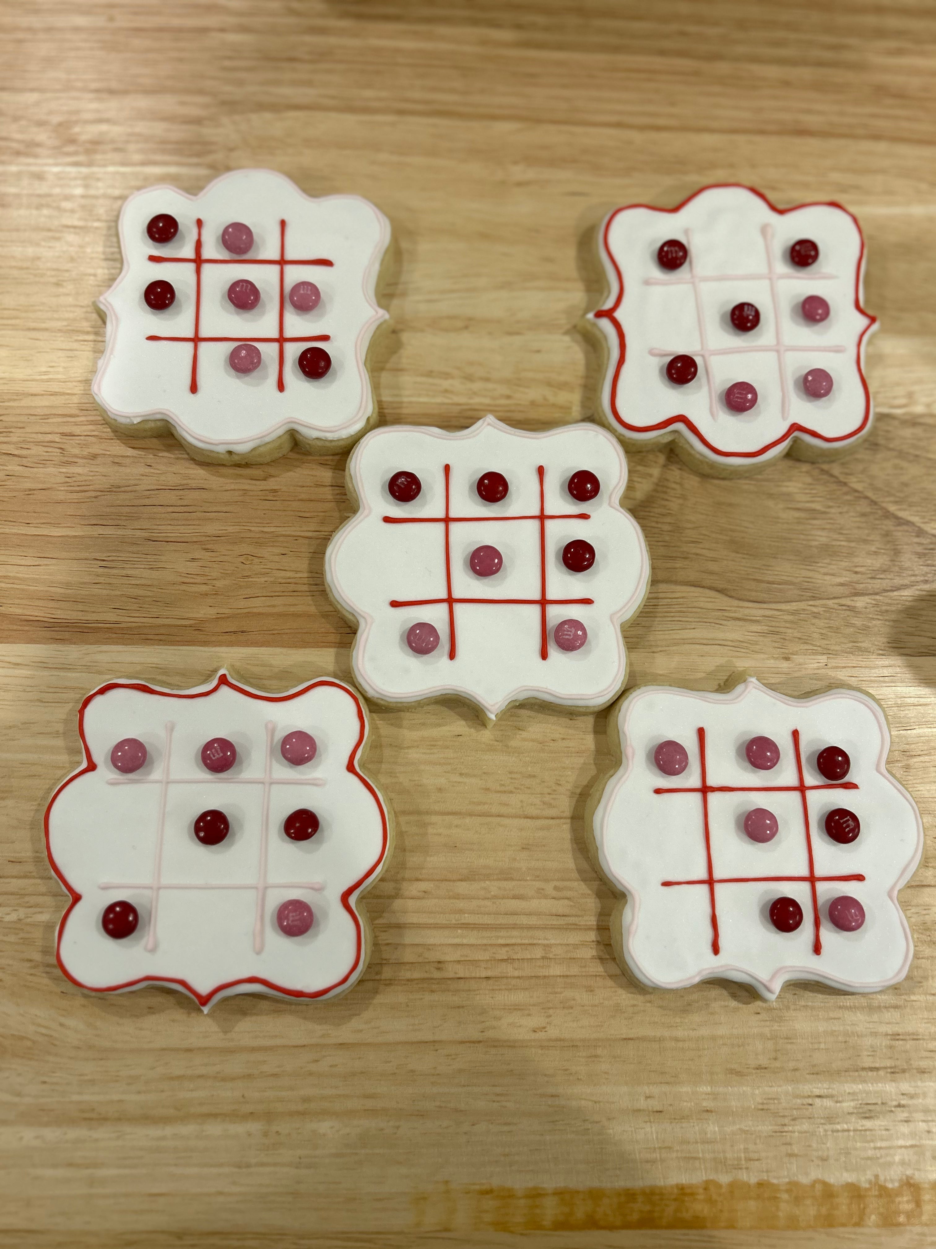 Valentines Day Tik-Tac-Toe Cookies