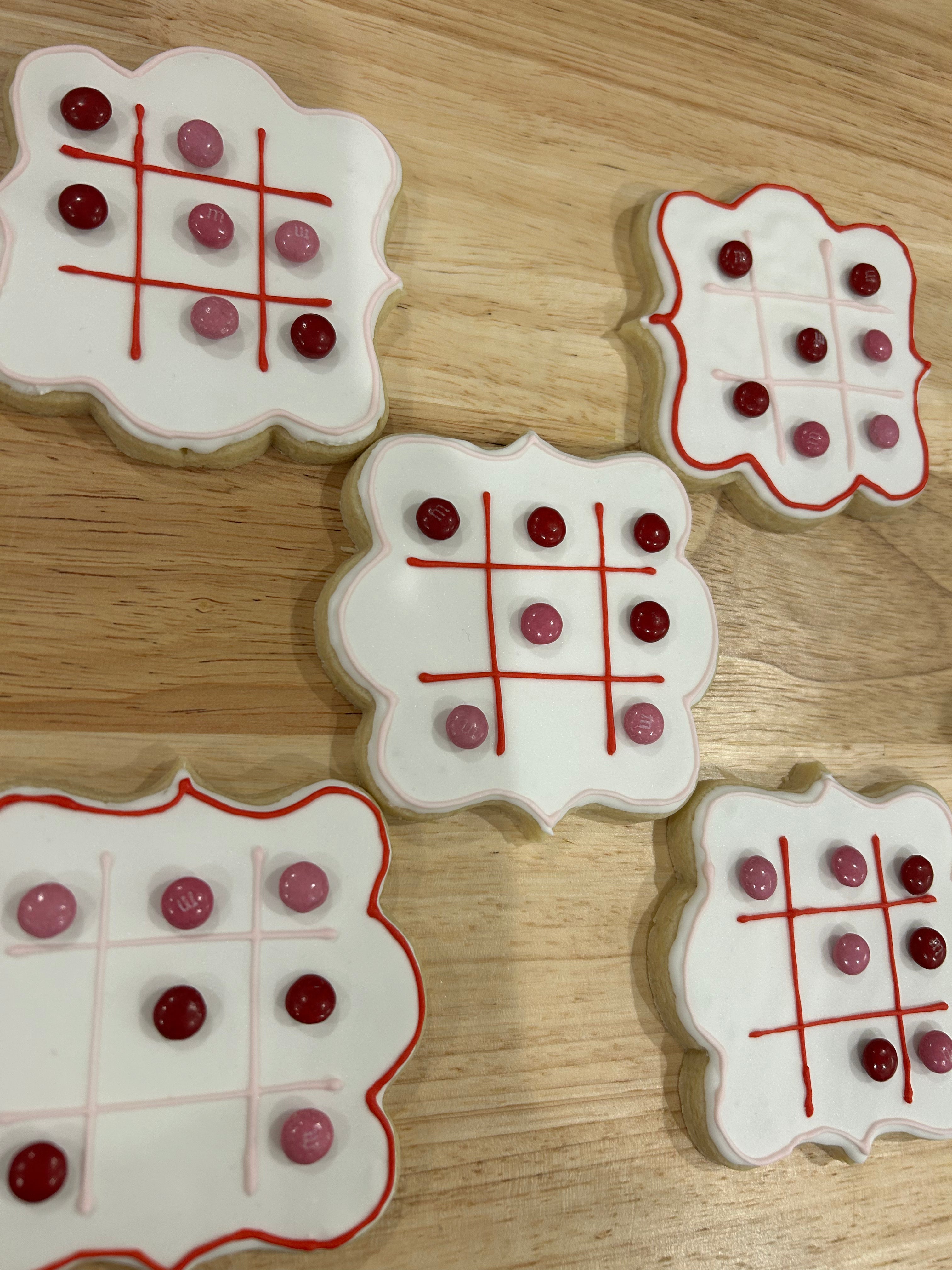 Valentines Day Tik-Tac-Toe Cookies