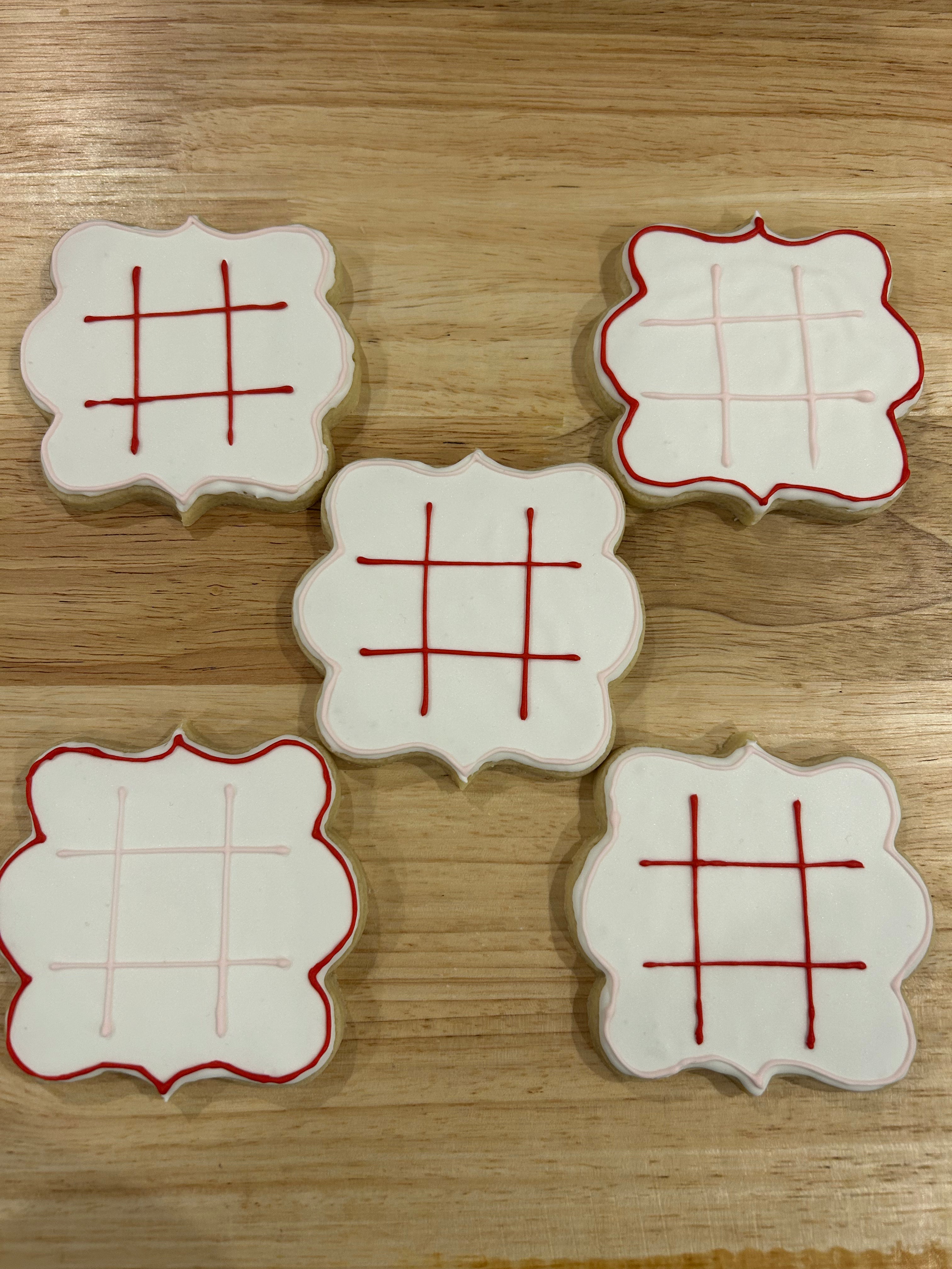 Valentines Day Tik-Tac-Toe Cookies